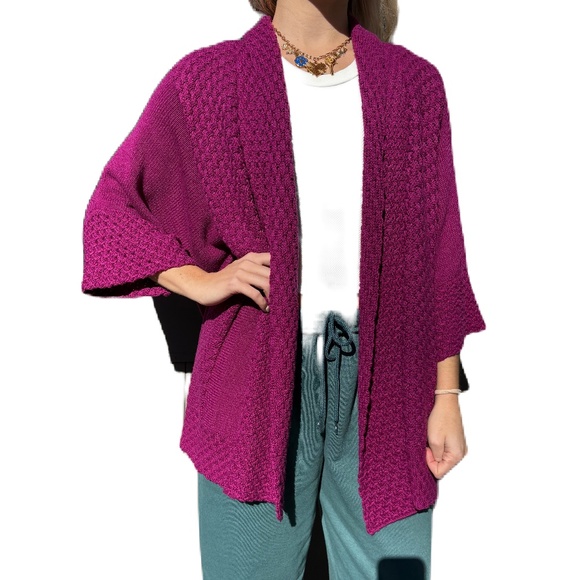 Ruby Rd sweater chunky knit open drape cardigan green - Picture 14 of 16